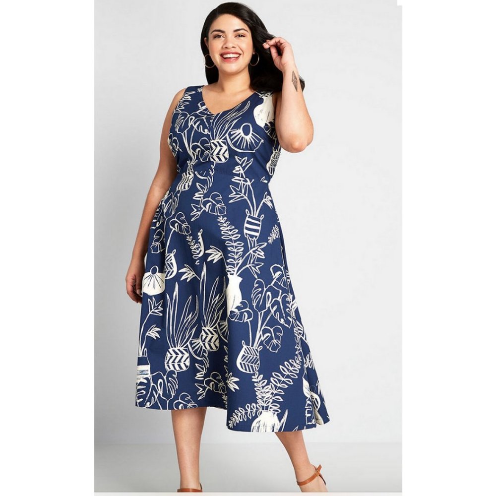 Navy midi dress by Emily and Fin from Modcloth